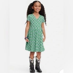 Diane Von Furstenberg for Target Green Patterned Kids Dress Sz 5/6